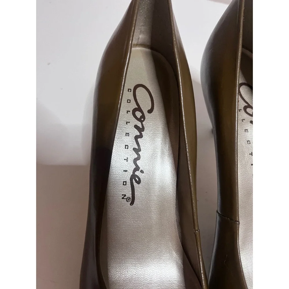 Connie Collection Vintage Brown Leather Pumps Gold Knot Heels Size 8.5NEW